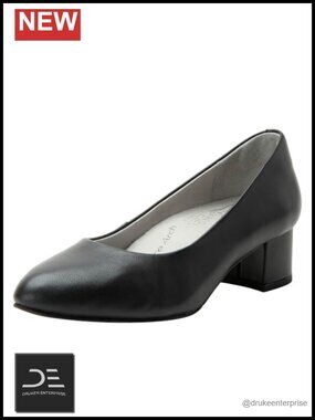 Women's Leather Almond Toe Pumps with Arch Support - Comfortable Low Heel Dress